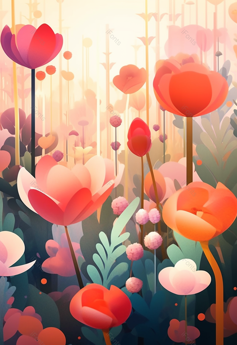 春天初夏简约花丛花卉花朵开花背景粉色浪漫插画,插画/手绘图,插画/手绘图库,插画/手绘图下载,插画/手绘